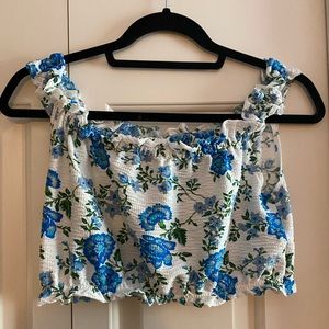 Cropped Off the Shoulder Floral Top